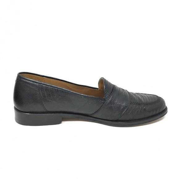 Men\'s Magnanni Penny Loafers Dress Shoes Size 10.5 Black Full Genuine Lizard main image 7
